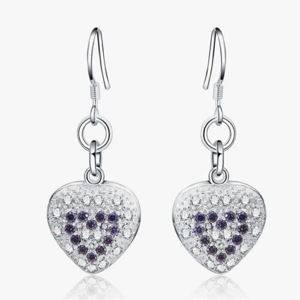 The Dangling Puff Heart earrings in 925 and cubic zirconia